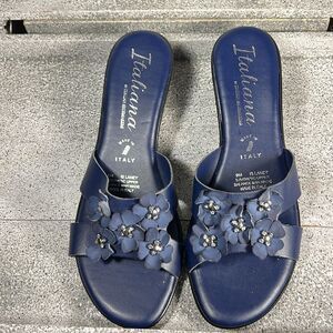 Italiana Laney Blue Wedge Sandals